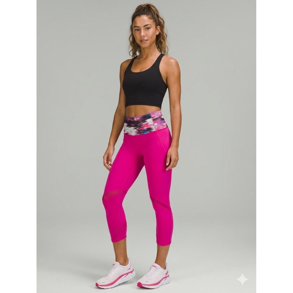 Lululemon Run Inspire Crop II Pink Mesh Leggings Size 4